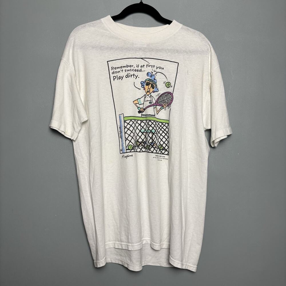 Vintage 90’s Shoebox Maxine Tennis Pickleball Play Dirty XL Humor Comedy Mom Top